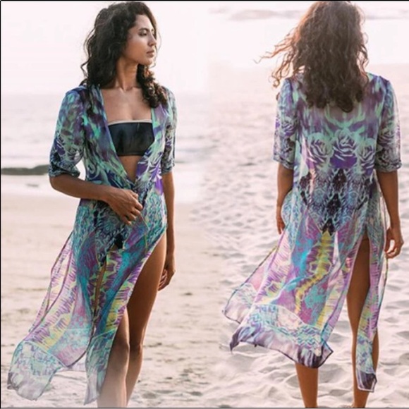🌟Surfer Rosa Psychedelic Floral Festival Kimono - Picture 2 of 7